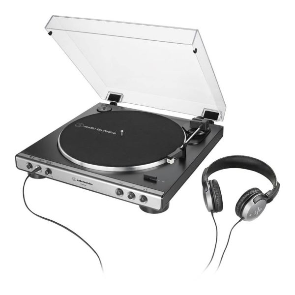 Audio-Technica AT-LP60XHP-GM Tornamesa estéreo con auriculares (Gunmetal y negro)