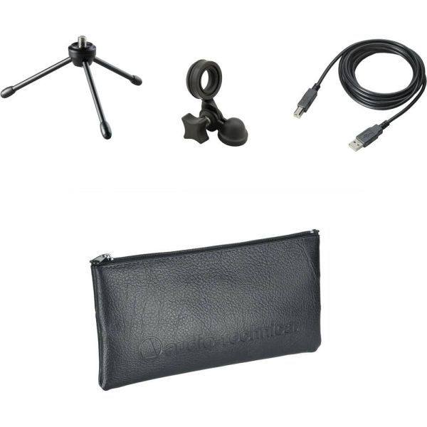 Audio-Technica AT2020USB+ Kit de Micrófono de Estudio, Audífonos, Boom y cable USB