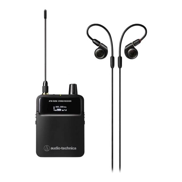 Audio-Technica ATW-R3250 Receptor bodypack inalámbrico con auriculares ATH-E40 (DF2: 470 a 607 MHz)
