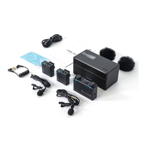 Hollyland LARK 150 Sistema de micrófono inalámbrico digital compacto para 2 personas (2.4 GHz, negro)