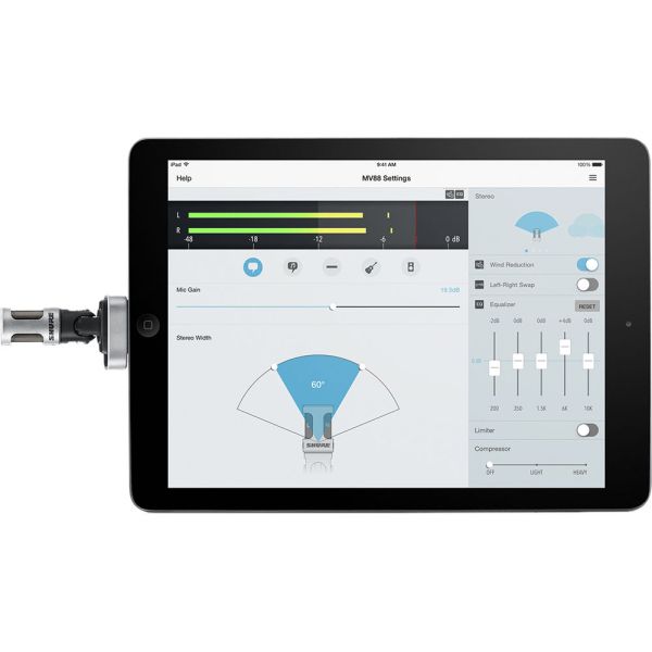 Shure Micrófono de Condensador Estéreo Digital para iOS MOTIV MV88