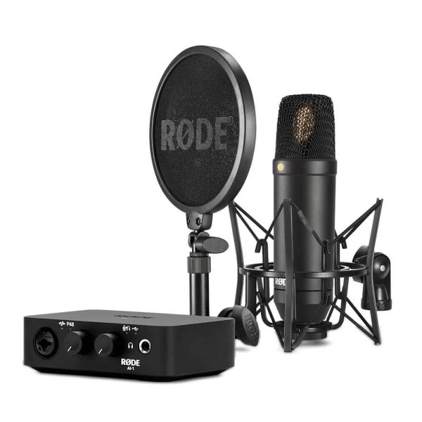 Rode Kit de estudio completo con interfaz de audio AI-1, mic NT1, soporte SM6 y cables