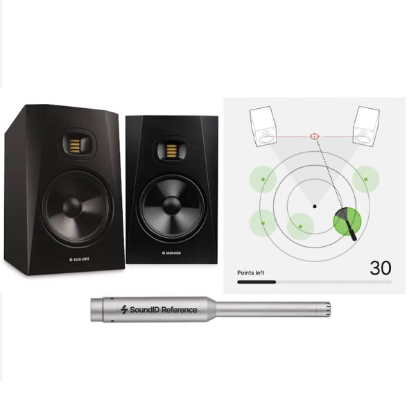 Adam Audio T8V Monitores de campo cercano y SoundID Reference Software de calibración con micrófono de medición