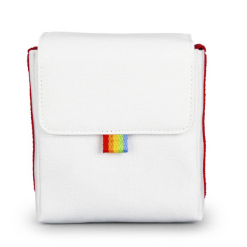 Bolso Polaroid blanco y rojo vista frontal