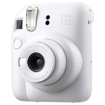 Instax Mini 12 blanco arcilla Cámara de Película Instantánea vista frontal