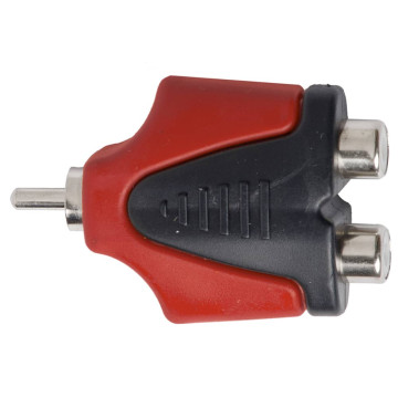Adaptador Profesional Plug RCA a 2 Socket RCA vista de perfil