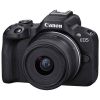 Canon EOS R50 Cámara mirrorless con objetivo 18-45 mm vista de perfil