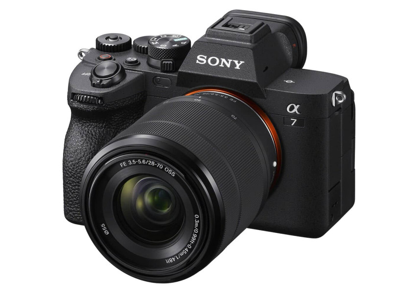 SONY a7 IV Cámara sin espejo con lente 28-70 mm vista de perfil