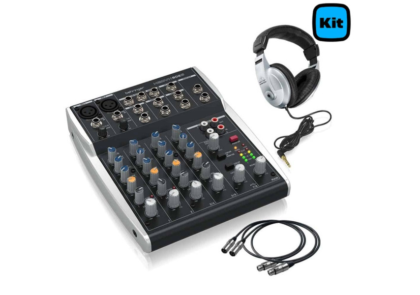 Behringer XENYX 802S, Audífonos HPM1000 y dos cables XLR Balanceados