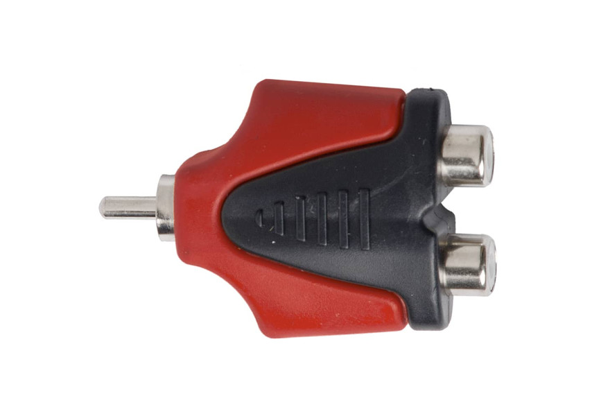 Adaptador Profesional Plug RCA a 2 Socket RCA vista de perfil