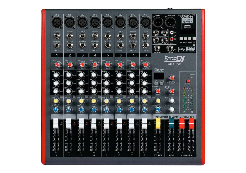 Mixer CH8 USB vista superior