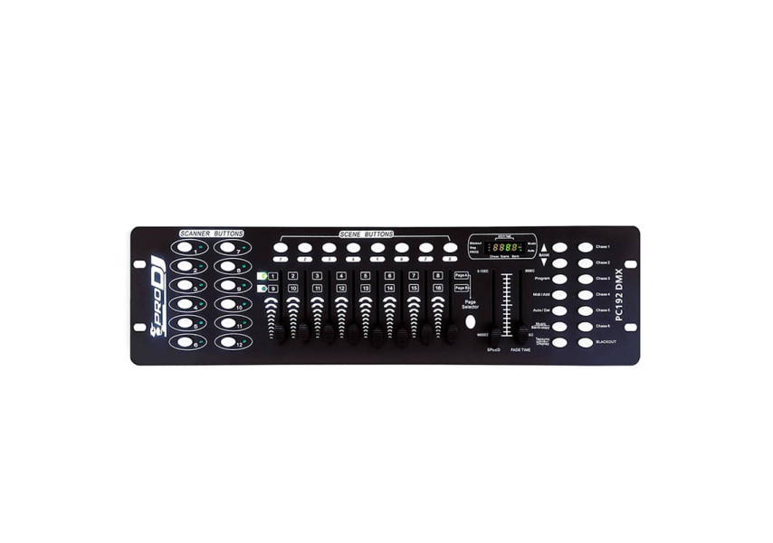 Pro DJ Lighting PC192 DMX Controlador de Luces vista frontal