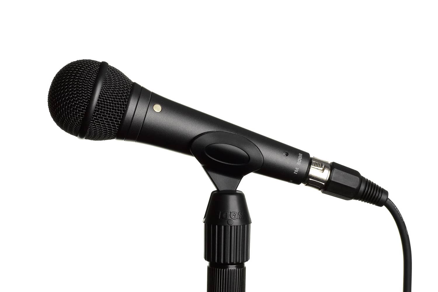 Rode M1 Micrófono de Mano con clip de sujección vista de perfil