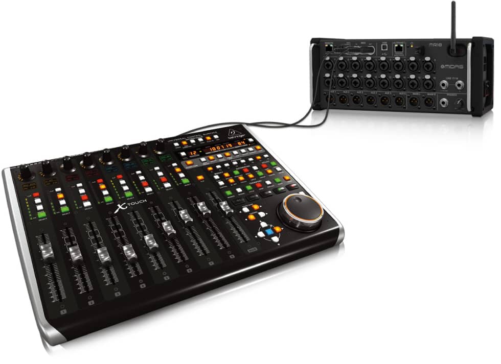 Mixer Midas MR18 conectado por MIDI a una consola