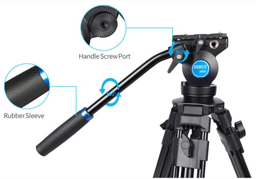 Detalles de la barra del SH05 Kit de trípode de vídeo