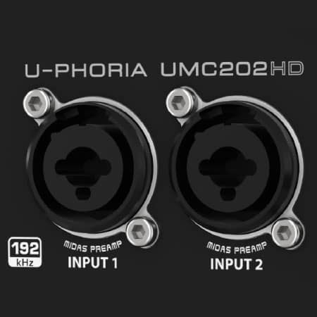 Entradas combo XLR/TRS Interface UMC202HD