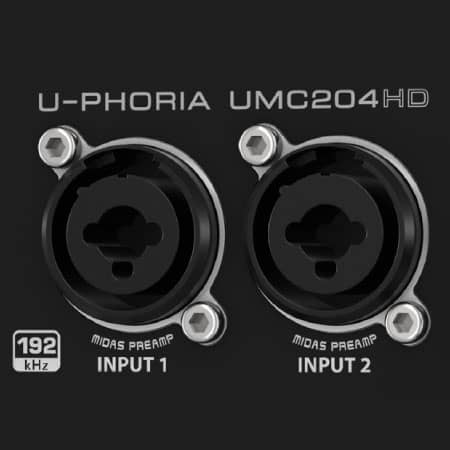 Entradas combo XLR/TRS Interface UMC204HD
