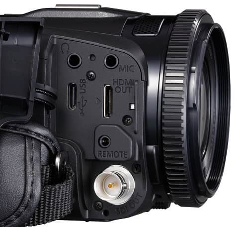 Conexiones de entrada y salida de la videocámara Canon XA65