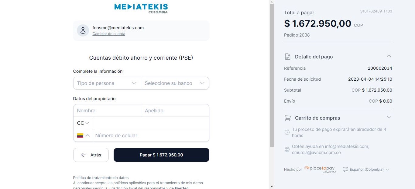 Método de pago con PSE