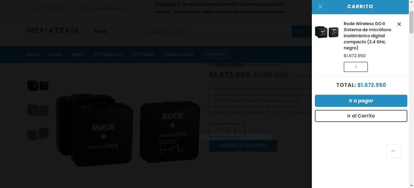 Carrito de Compra MEDIATEKIS
